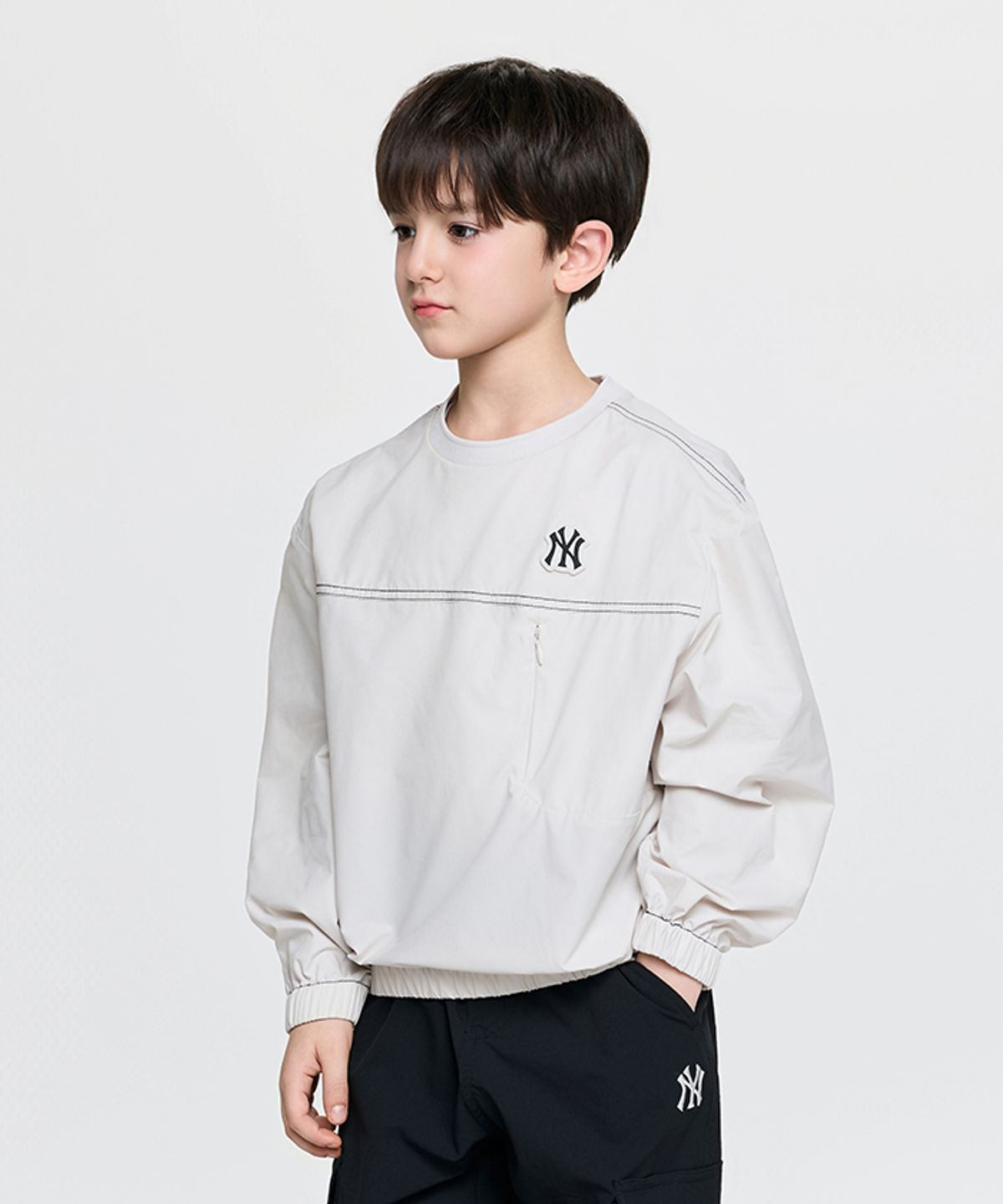 엠엘비 키즈(MLB KIDS) 아웃도어 베이직 우븐 맨투맨 NY (D.Cream)