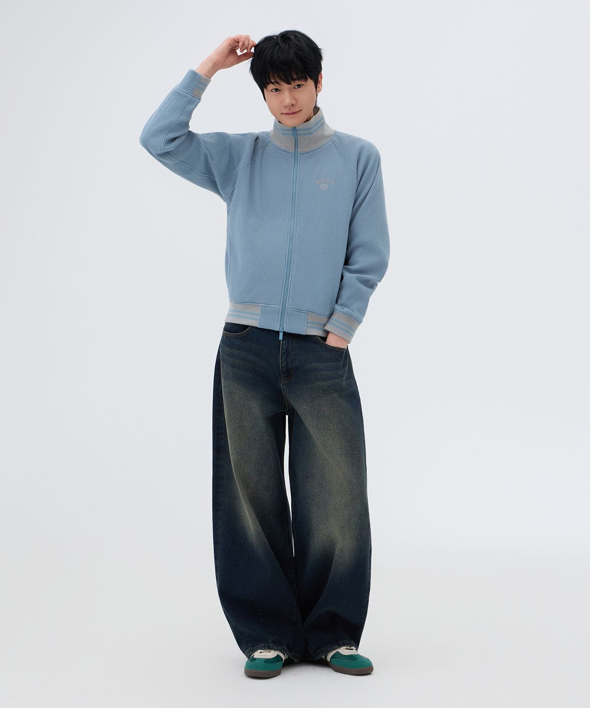 낫온리포투데이(NOT ONLY FOR TODAY) 와플 저지 트랙 집업 자켓 [스카이 블루]