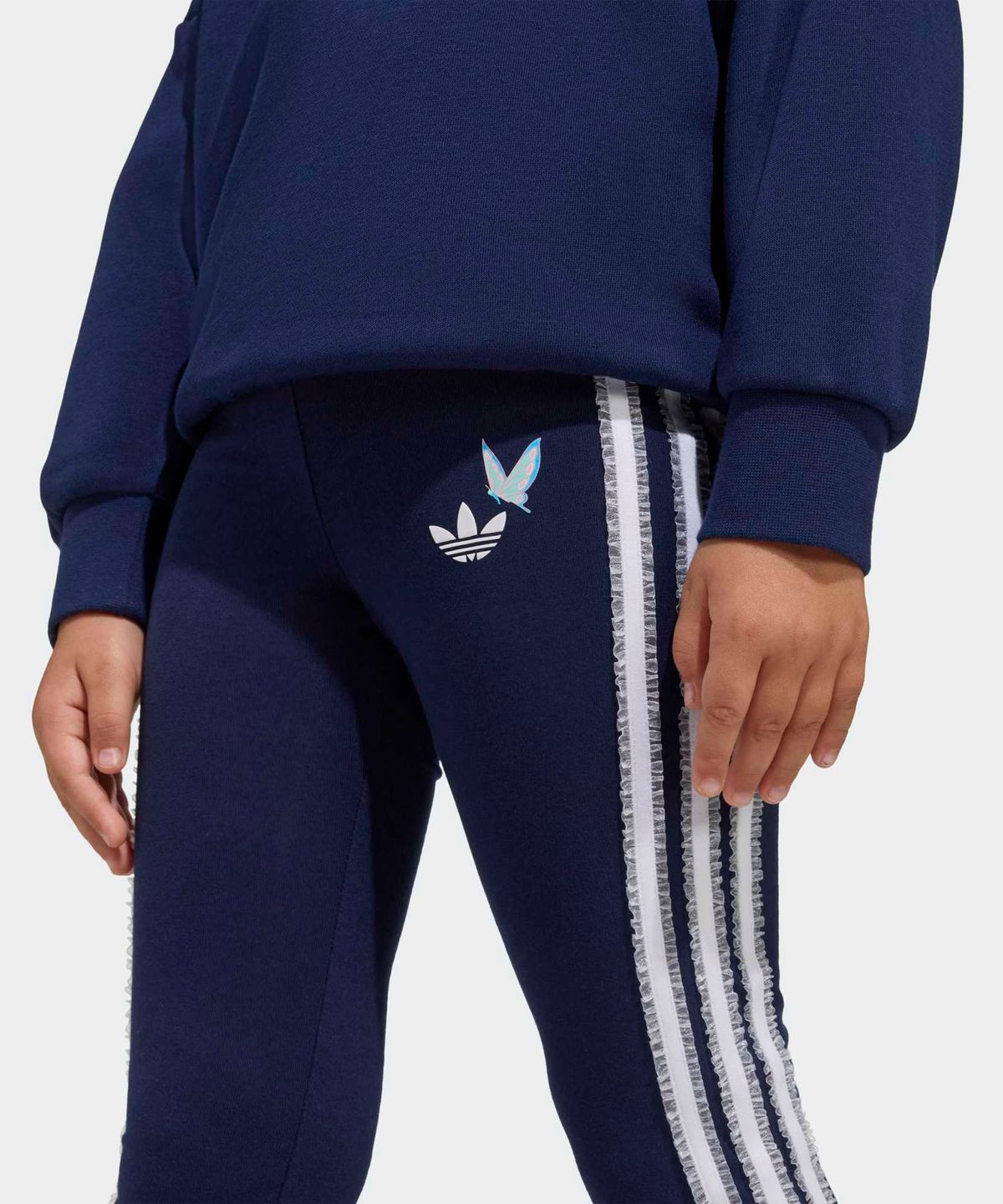 아디다스 키즈(ADIDAS KIDS) 아디다스 X 디즈니 엘리스 크루 플레어 레깅스 세트 키즈  - 인디고 / KE0484