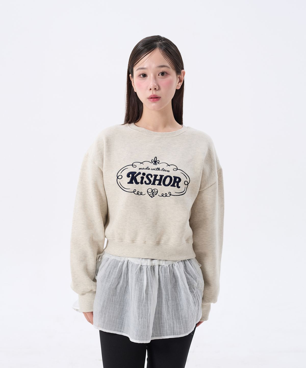 키쇼르(KISHOR) (기모) Classic Emblem Sweatshirt Oatmael