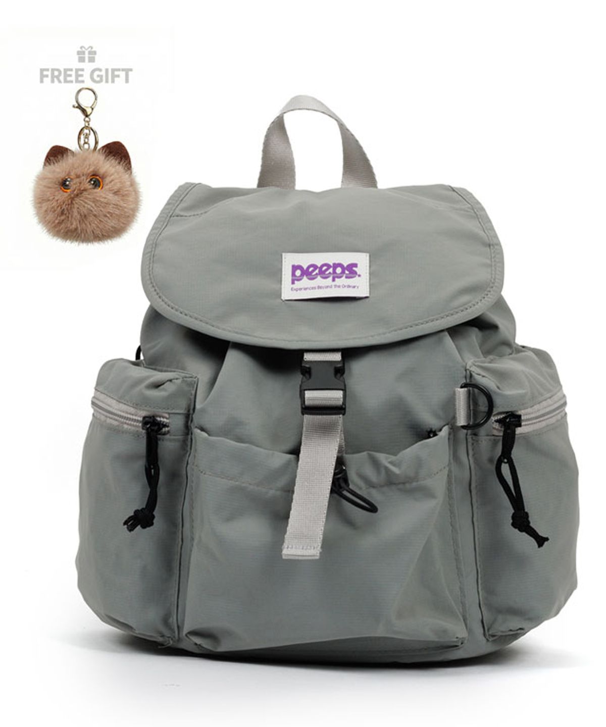 핍스(PEEPS) Compact Backpack(Gray) 폼버디 키링 포함