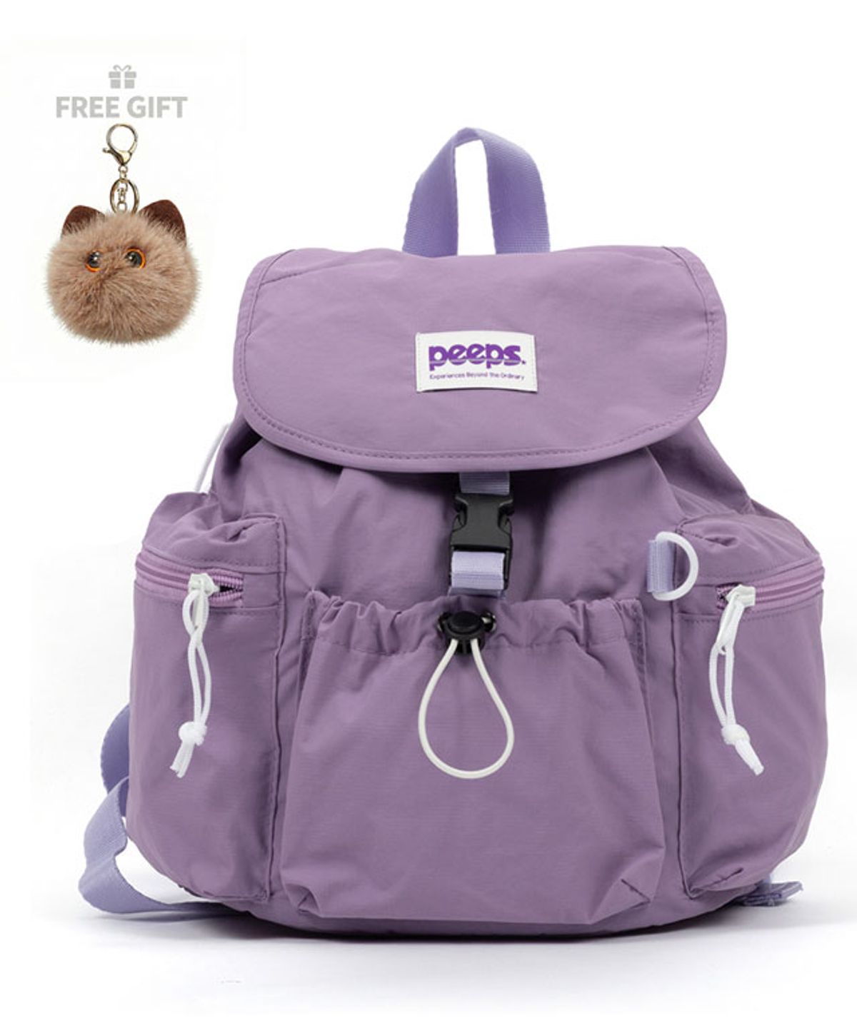 핍스(PEEPS) Compact Backpack(Violet) 폼버디 키링 포함