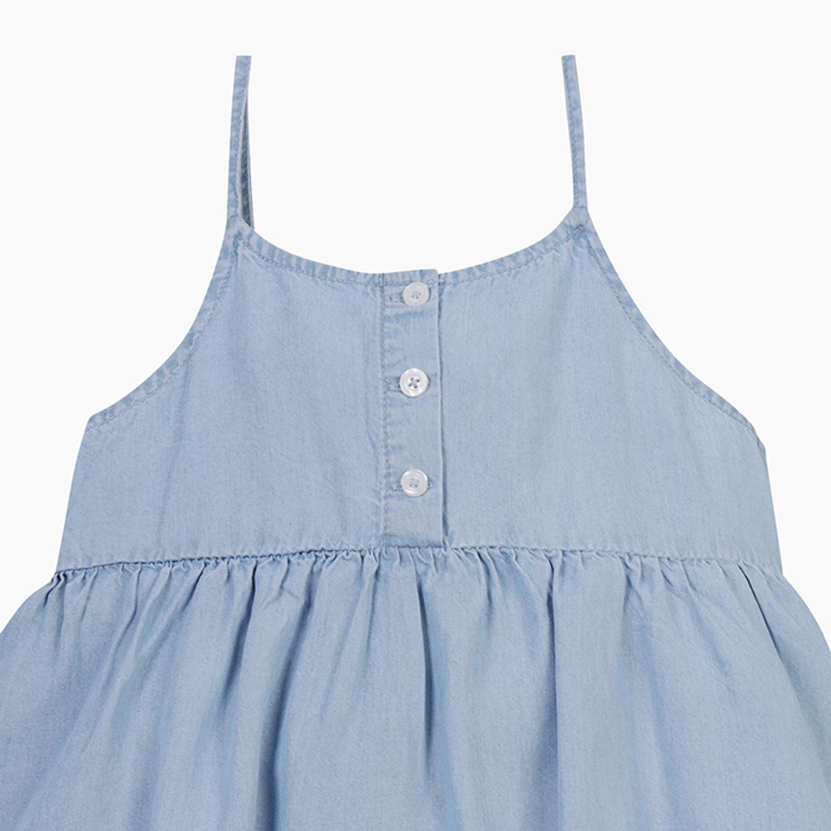베네통키즈(BENETTONKIDS) 썸머 데님 스모킹 원피스_4FFKCV03JBL