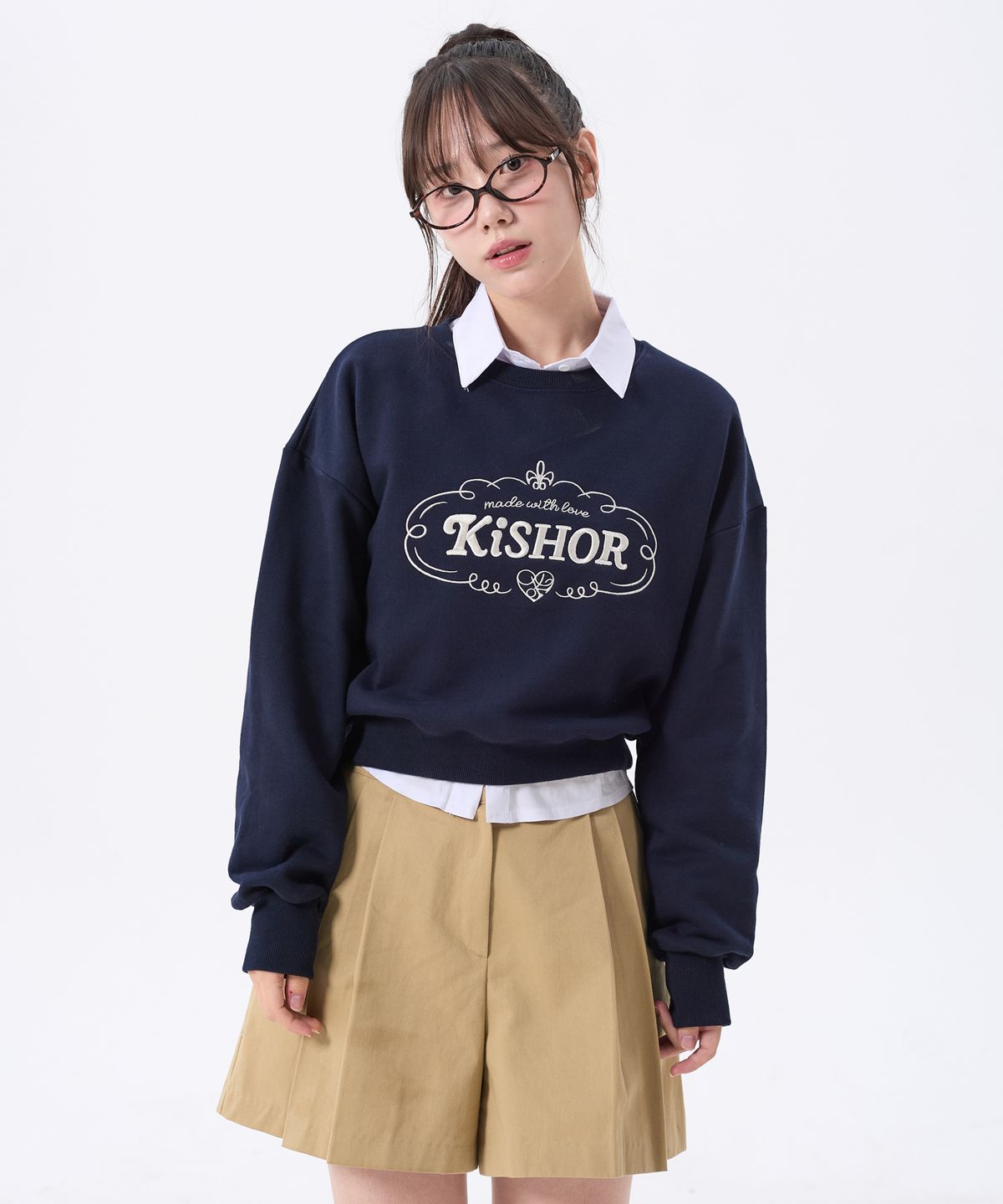 키쇼르(KISHOR) (기모) Classic Emblem Sweatshirt Navy