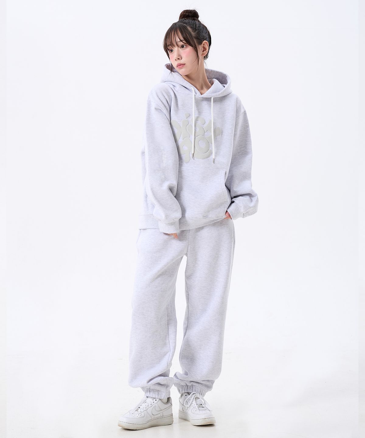 키쇼르(KISHOR) (기모) Puff Logo Pants Melangegrey