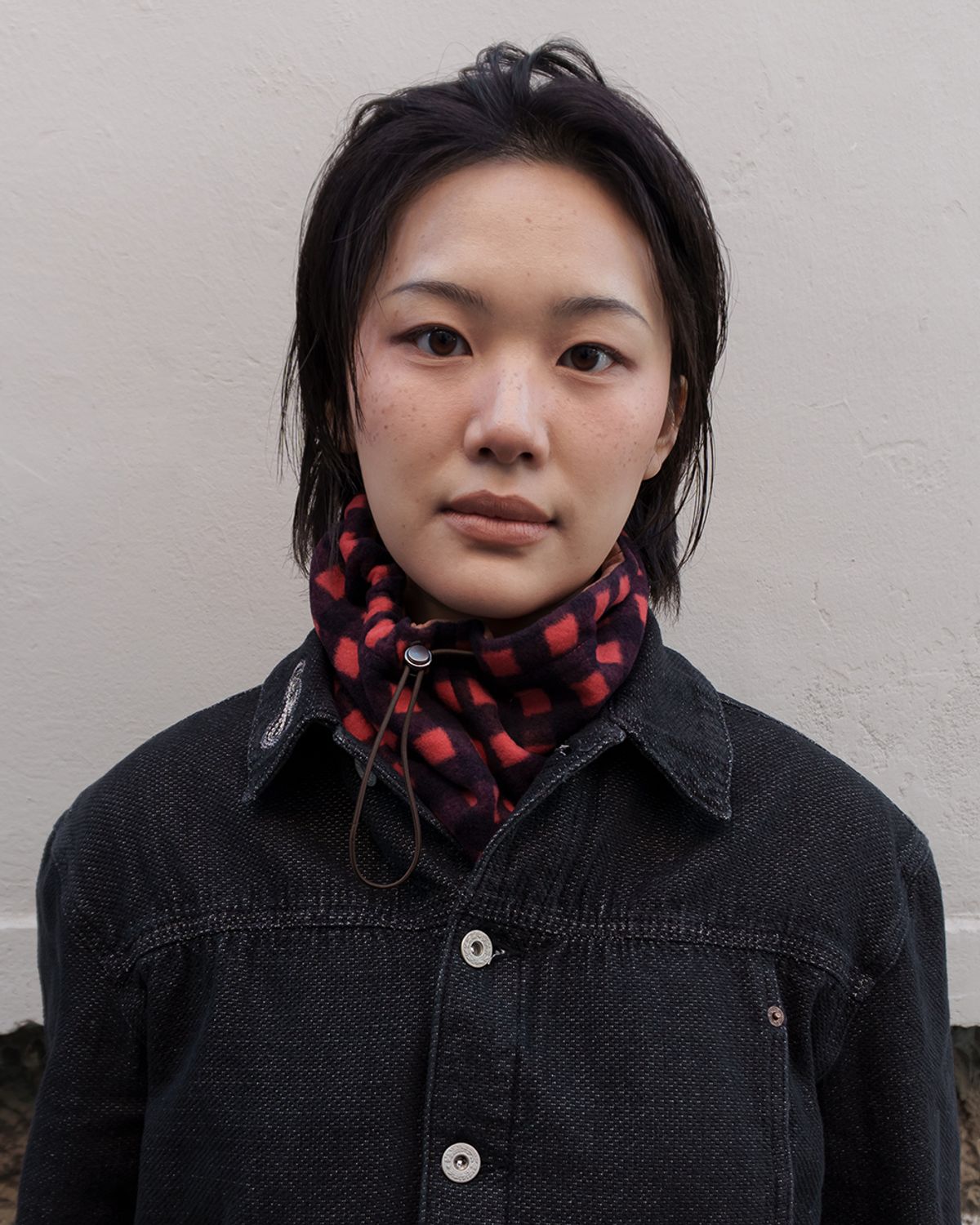 카락터(KARACTOR) Grid fleece neck warmer / Red