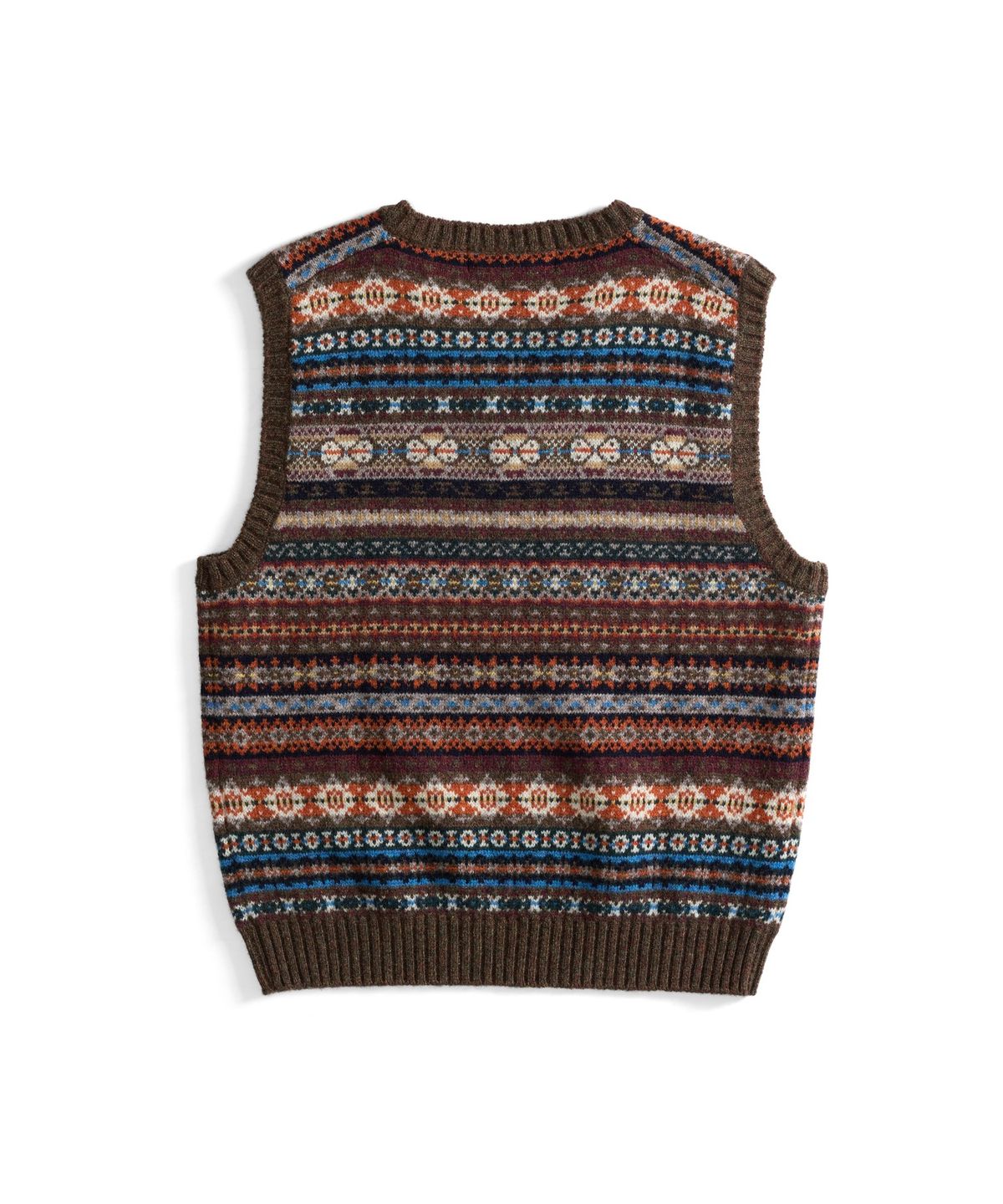 건지 울른스(Guernsey Woollens) 세인트피터 페어아일 브이넥 베스트 - 브라운