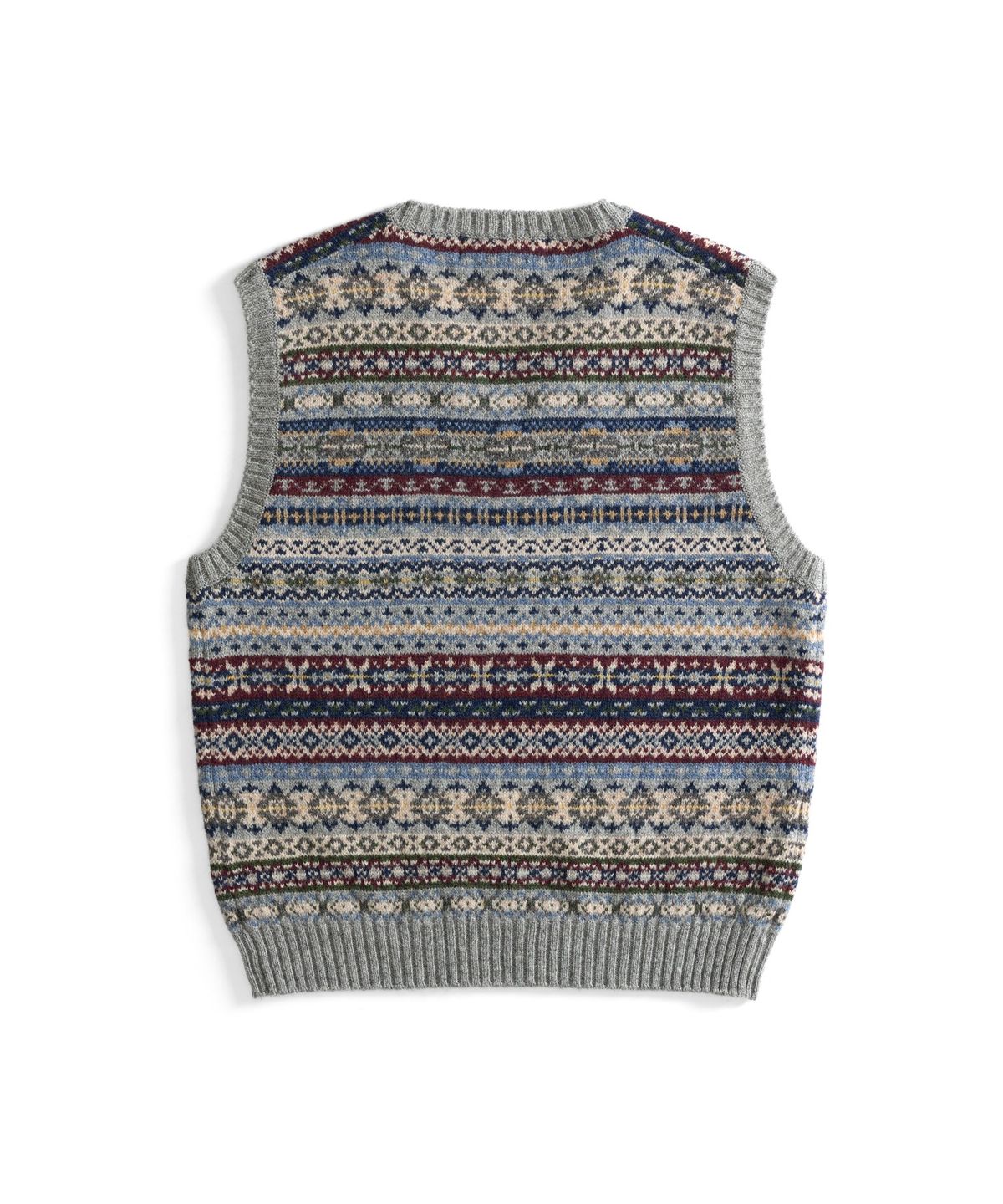 건지 울른스(Guernsey Woollens) 세인트피터 페어아일 브이넥 베스트 - 그레이