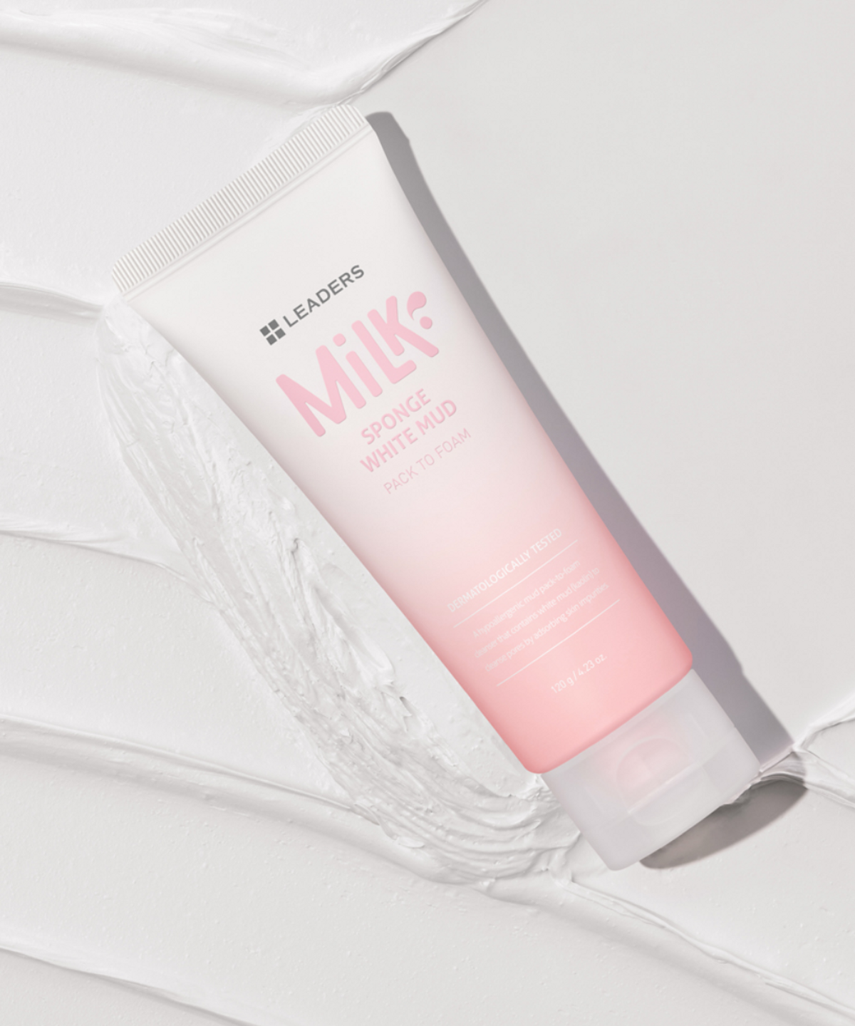 리더스코스메틱(LEADERS COSMETICS) 리더스 밀크 스폰지 화이트머드 팩투폼 원스텝 클렌저 120g