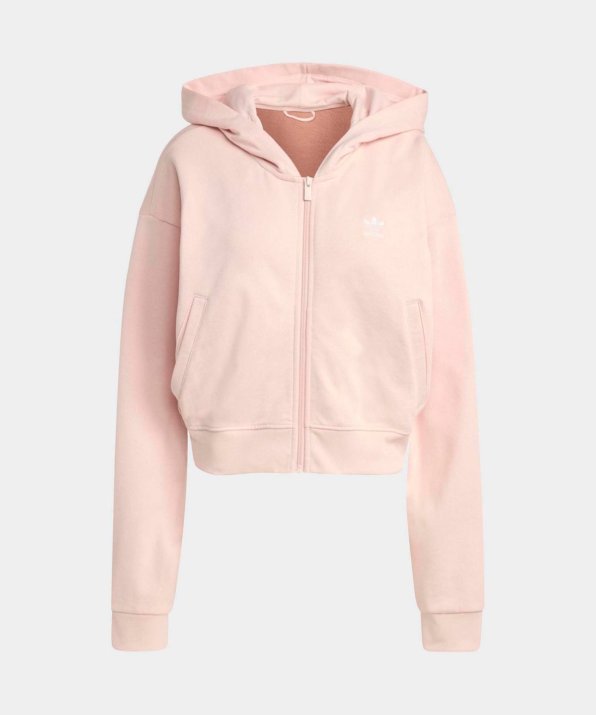 아디다스(ADIDAS) 에센셜 프렌치 테리 크롭 지퍼 후디 - 샌드핑크 / KE3217