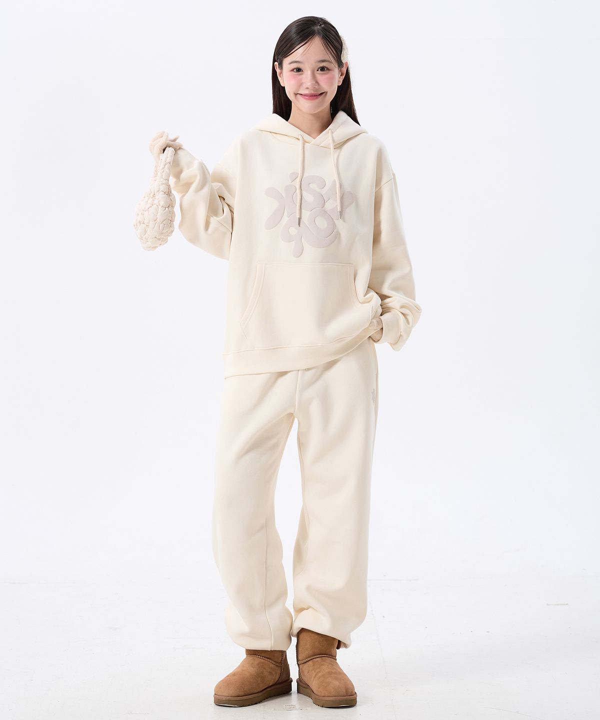 키쇼르(KISHOR) (기모) Puff Logo Hoodie Ivory
