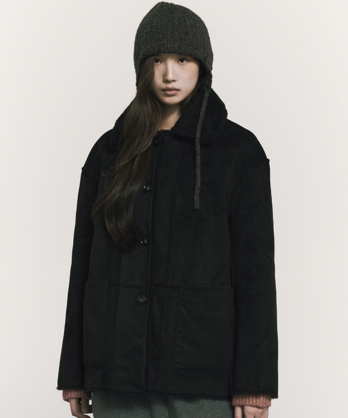 닉앤니콜(NICK&NICOLE) REVERSIBLE SHEARLING  FUR MUSTANG_BLACK