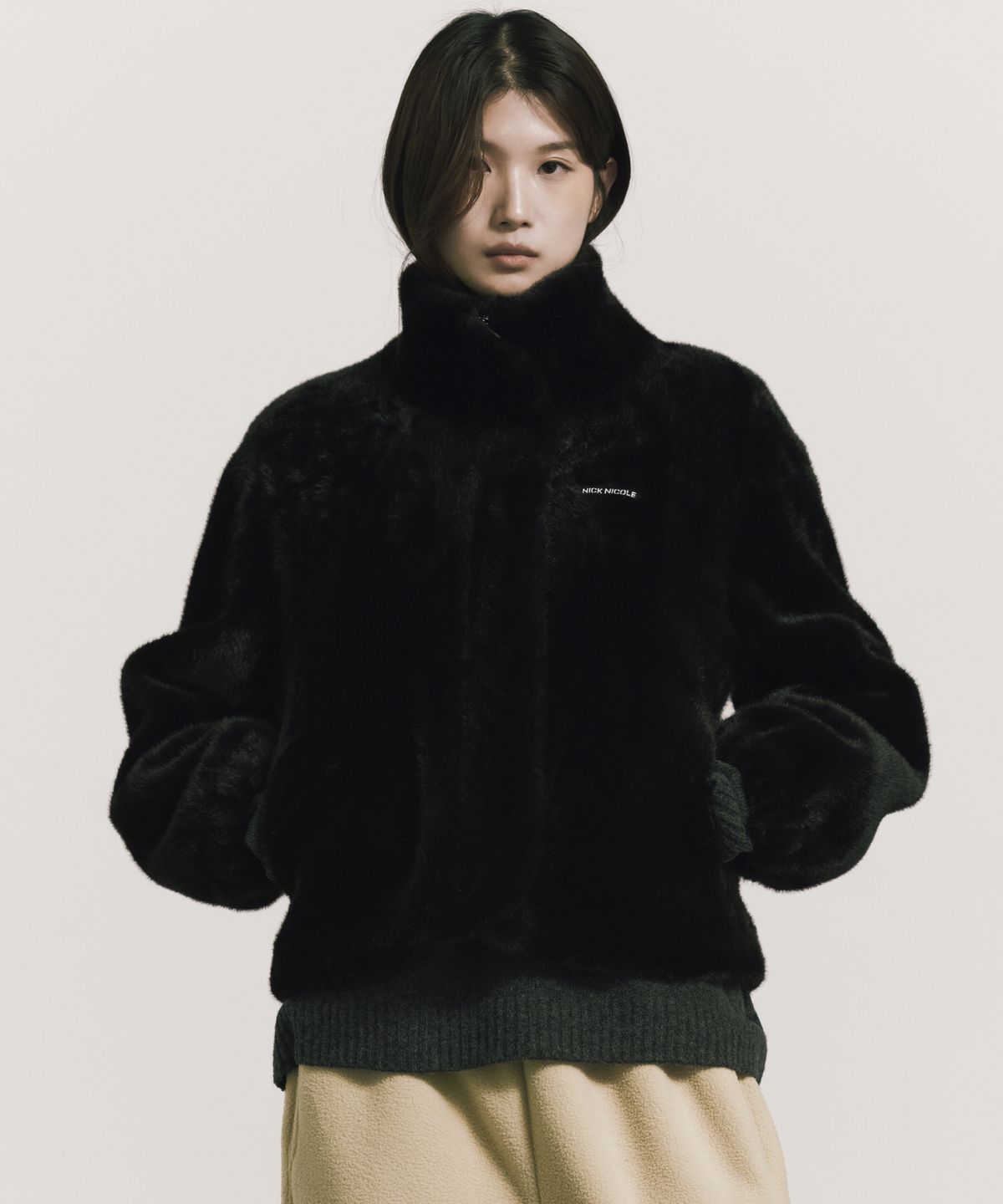 닉앤니콜(NICK&NICOLE) PREMIUM TOUCH FUR HIGH NECK JACKET_BLACK