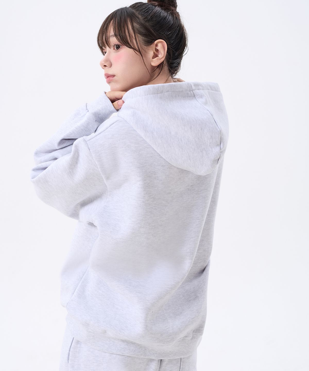 키쇼르(KISHOR) (기모) Puff Logo Hoodie Melangegrey