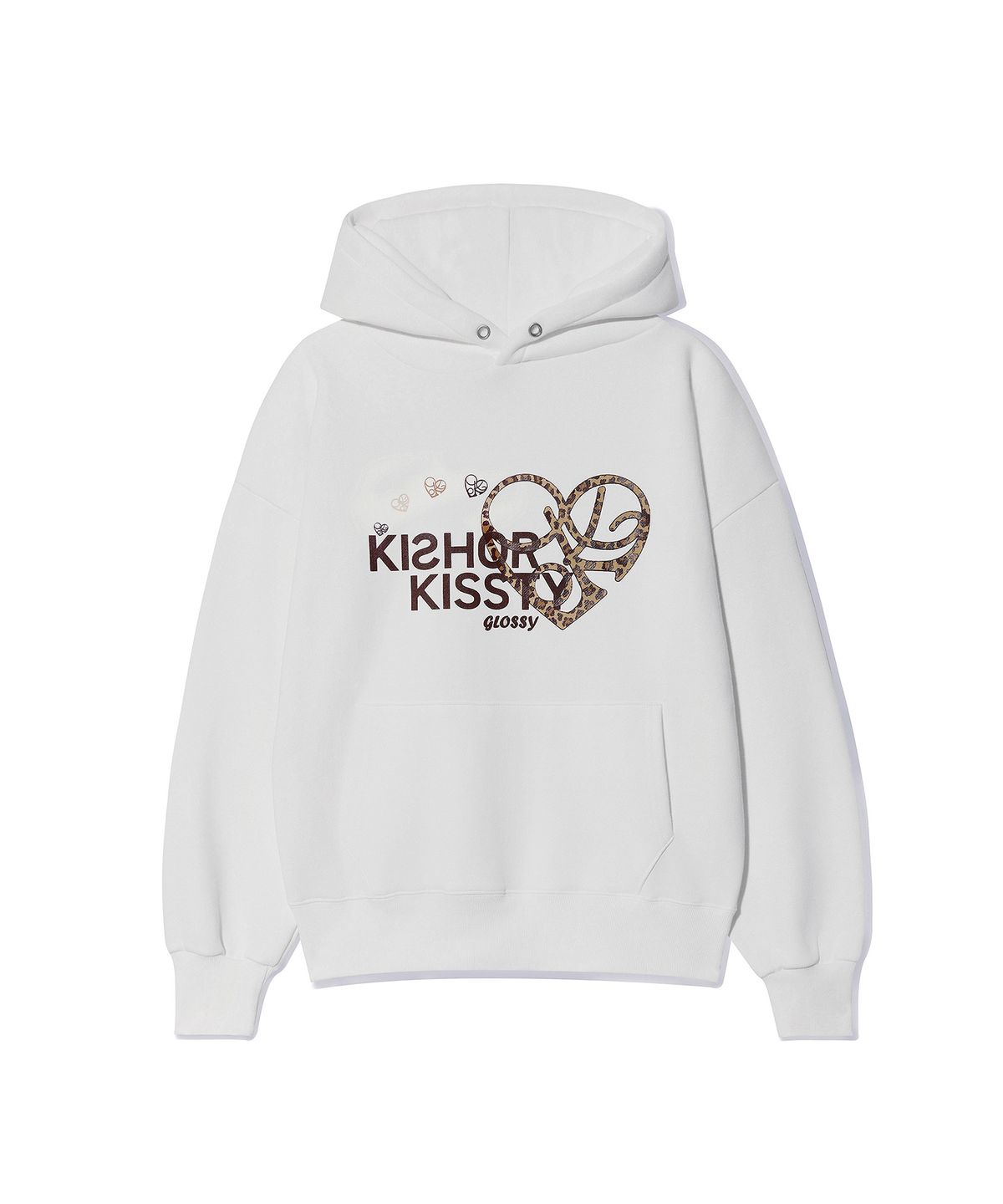 키쇼르(KISHOR) (기모) Kissty Leopard Hoodie White