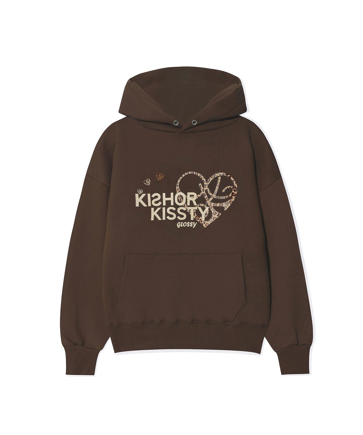키쇼르(KISHOR) (기모) Kissty Leopard Hoodie Brown