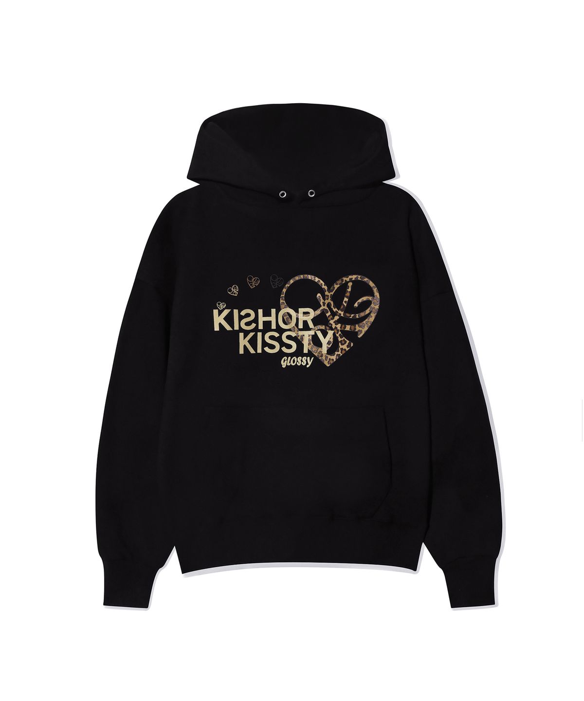키쇼르(KISHOR) (기모) Kissty Leopard Hoodie Black