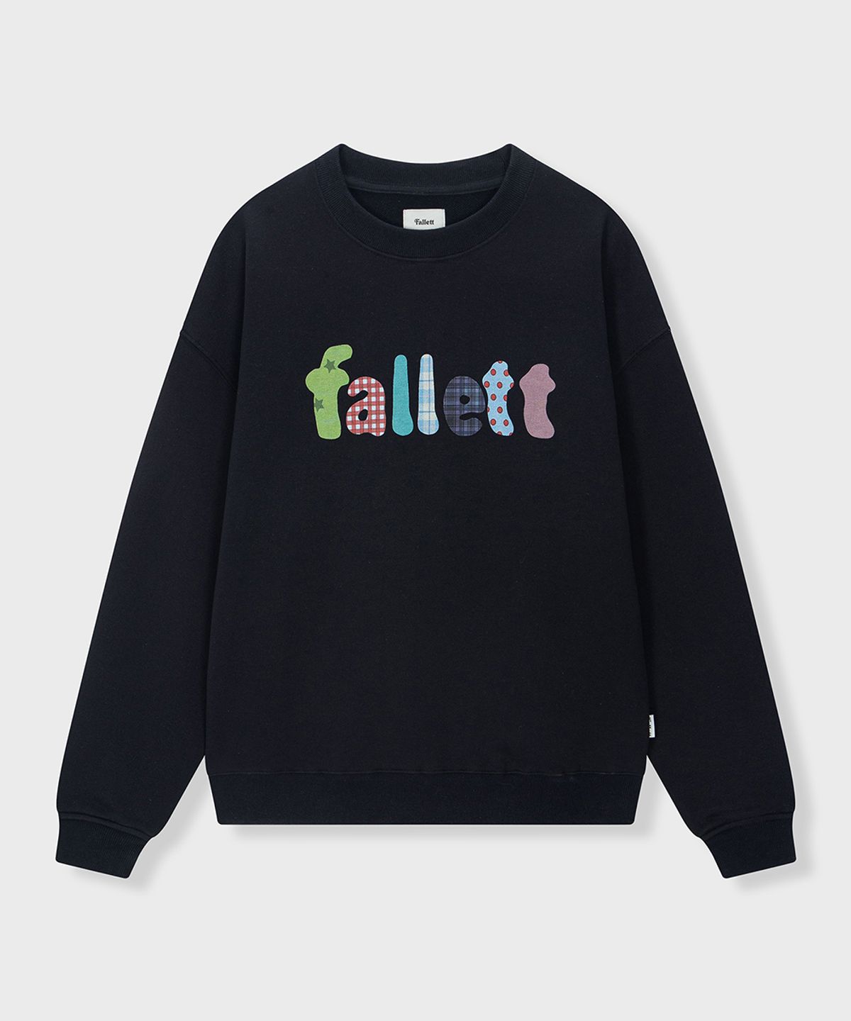 팔렛(FALLETT) 굴림 로고 맨투맨 블랙