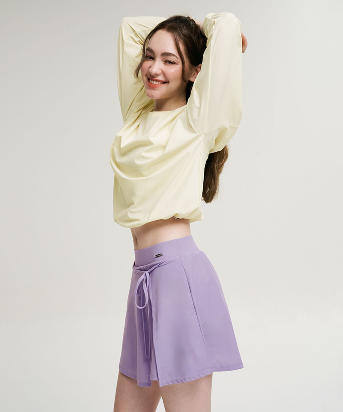 레이지비(LAZYBEE) [SET] 에어파스텔 스트링 여성 래쉬가드 + 랩스커트 큐롯 코코넛