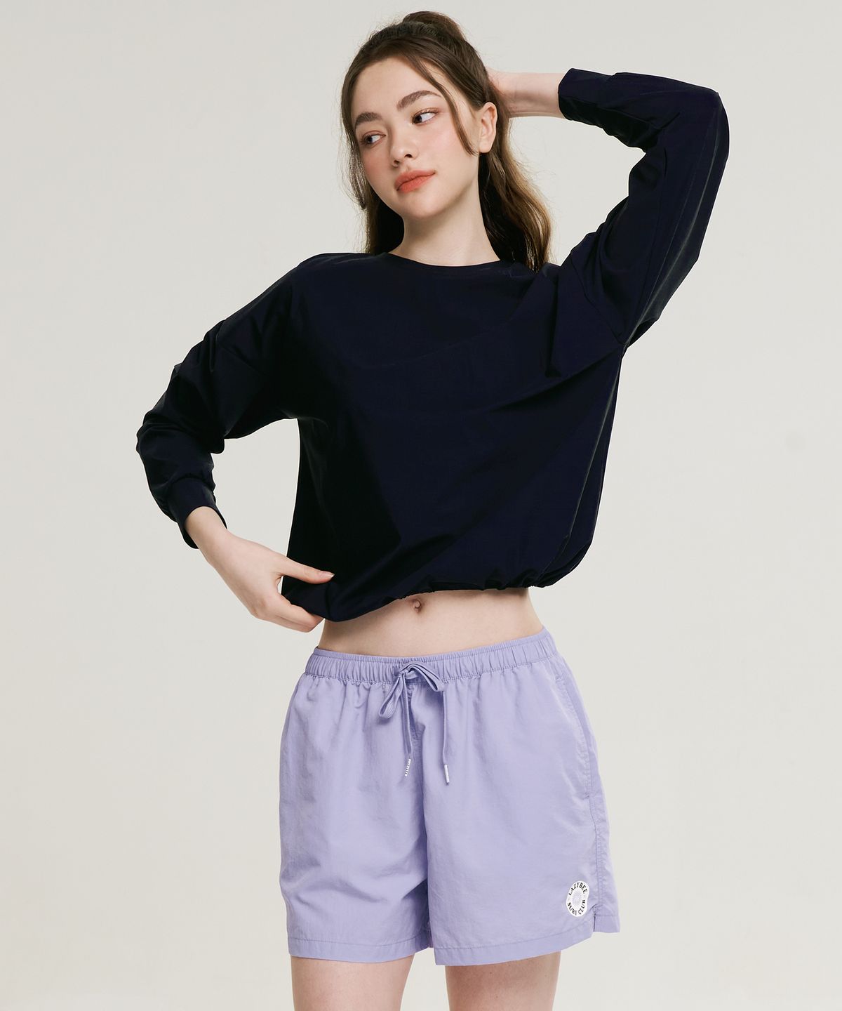 레이지비(LAZYBEE) [SET] 에어파스텔 스트링 여성 래쉬가드 + 컴포트 스윔 쇼츠 반바지 블랙
