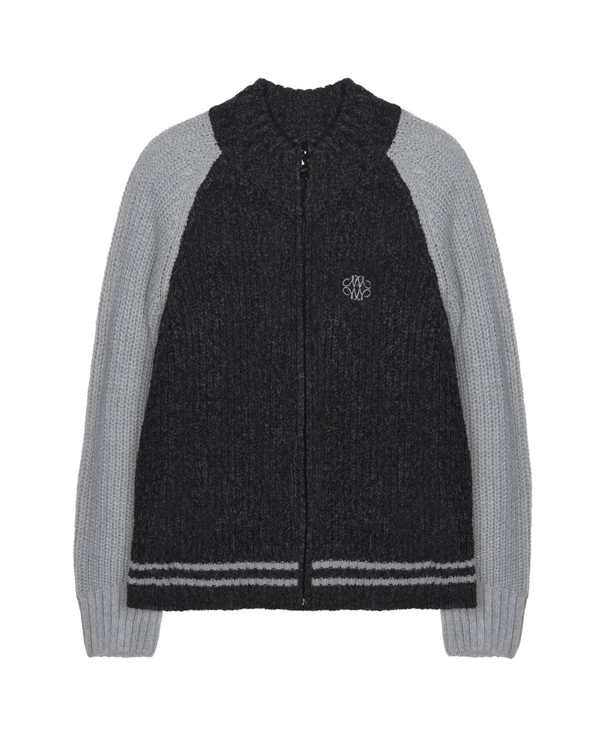 닉앤니콜(NICK&NICOLE) RAGLAN RIB HALF ZIP KNIT CARDIGAN_CHARCOAL