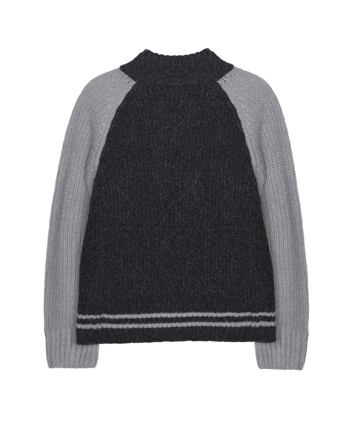 닉앤니콜(NICK&NICOLE) RAGLAN RIB HALF ZIP KNIT CARDIGAN_CHARCOAL