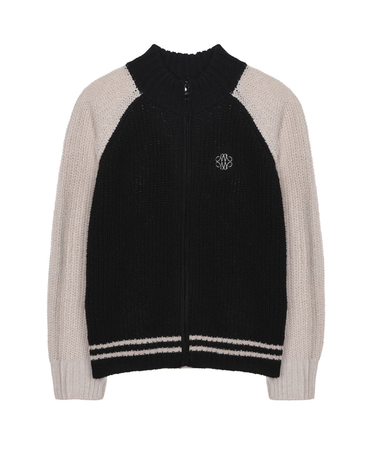 닉앤니콜(NICK&NICOLE) RAGLAN RIB HALF ZIP KNIT CARDIGAN_BLACK