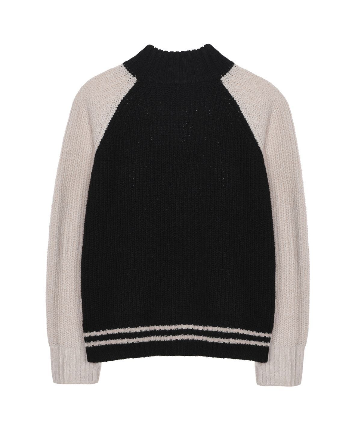 닉앤니콜(NICK&NICOLE) RAGLAN RIB HALF ZIP KNIT CARDIGAN_BLACK