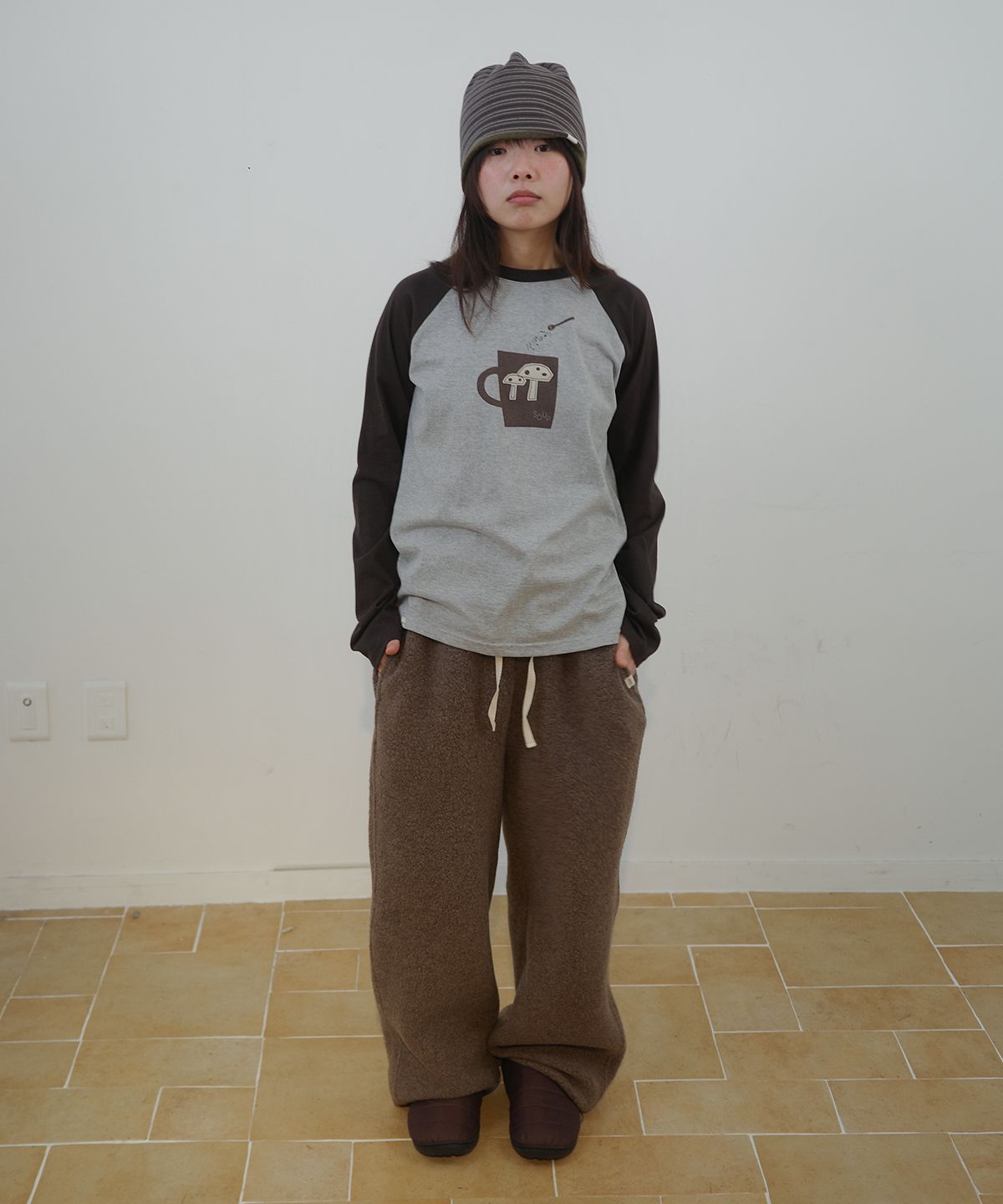 나츠(NAATS) Boucle Wool Pants, mocha