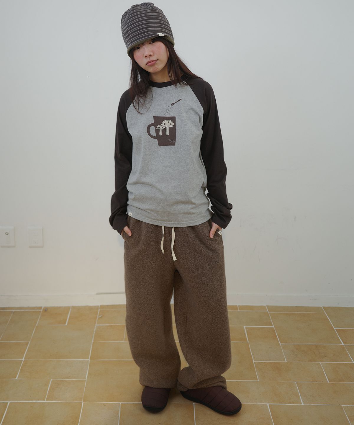 나츠(NAATS) Boucle Wool Pants, mocha