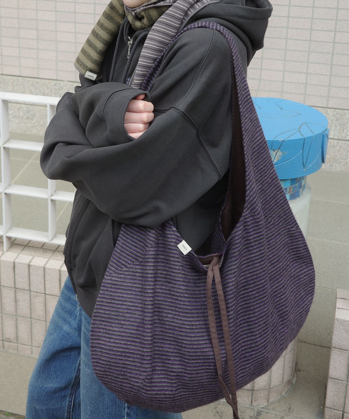 나츠(NAATS) Stripe comfy bag, purple