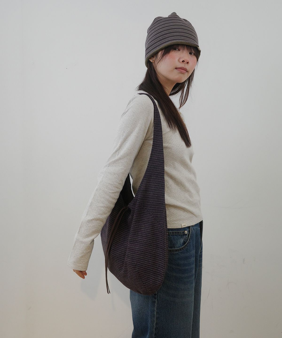 나츠(NAATS) Stripe comfy bag, purple