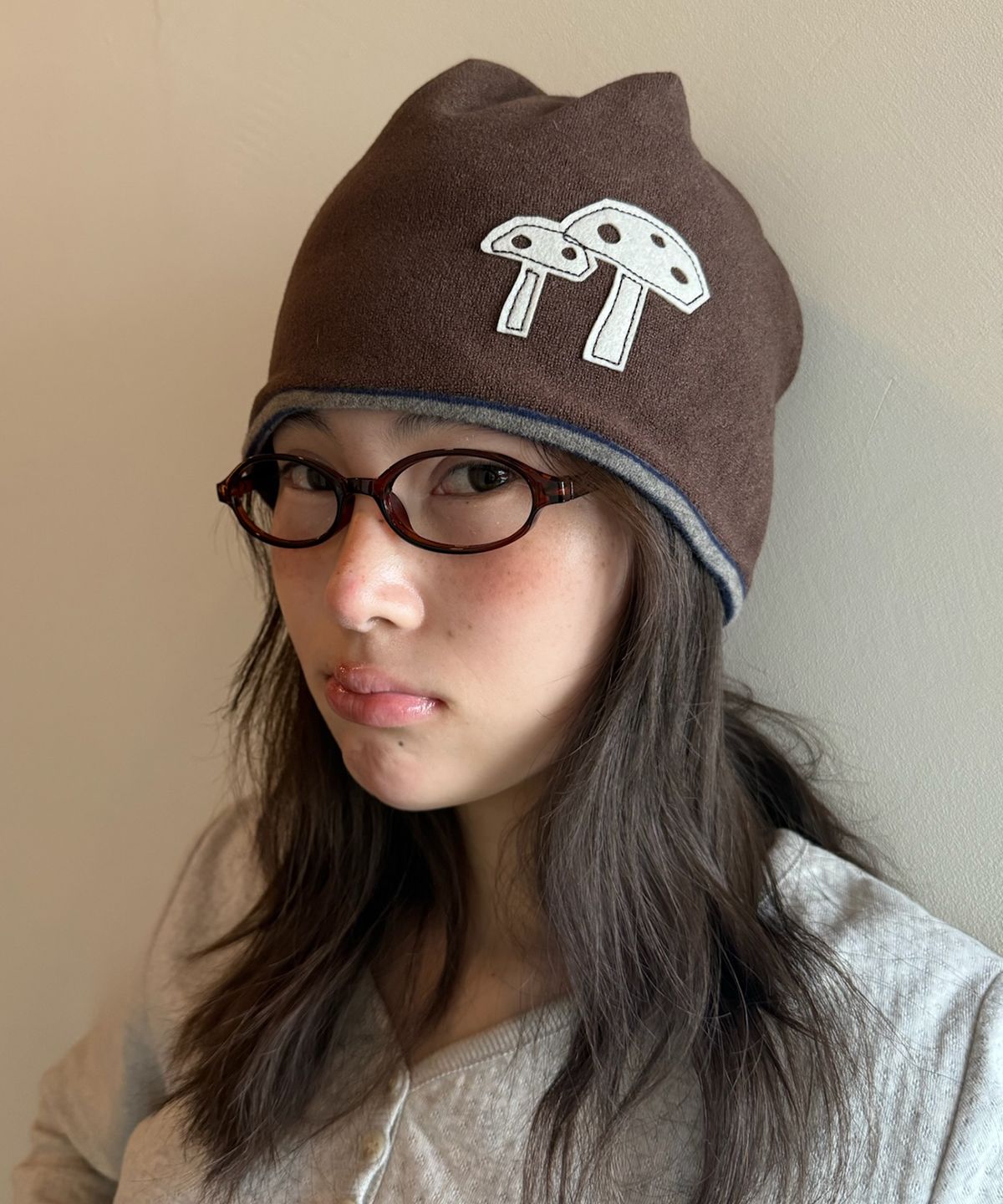 나츠(NAATS) Mushroom terry beanie, brown