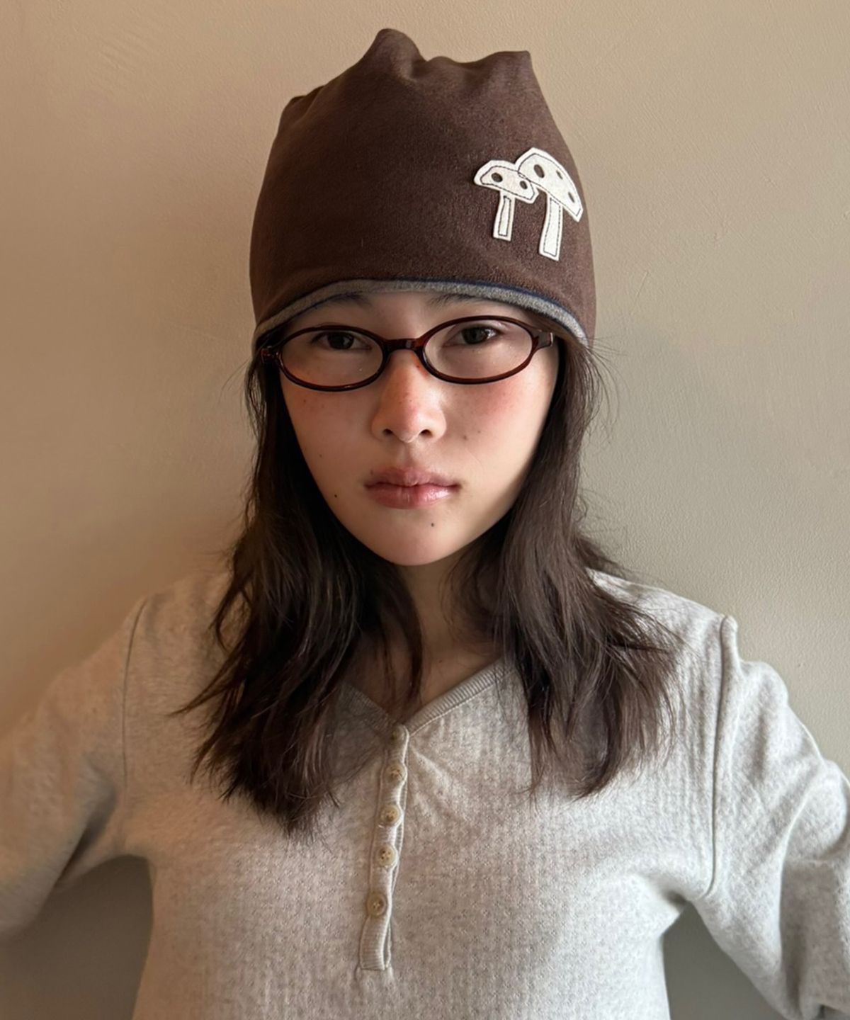 나츠(NAATS) Mushroom terry beanie, brown
