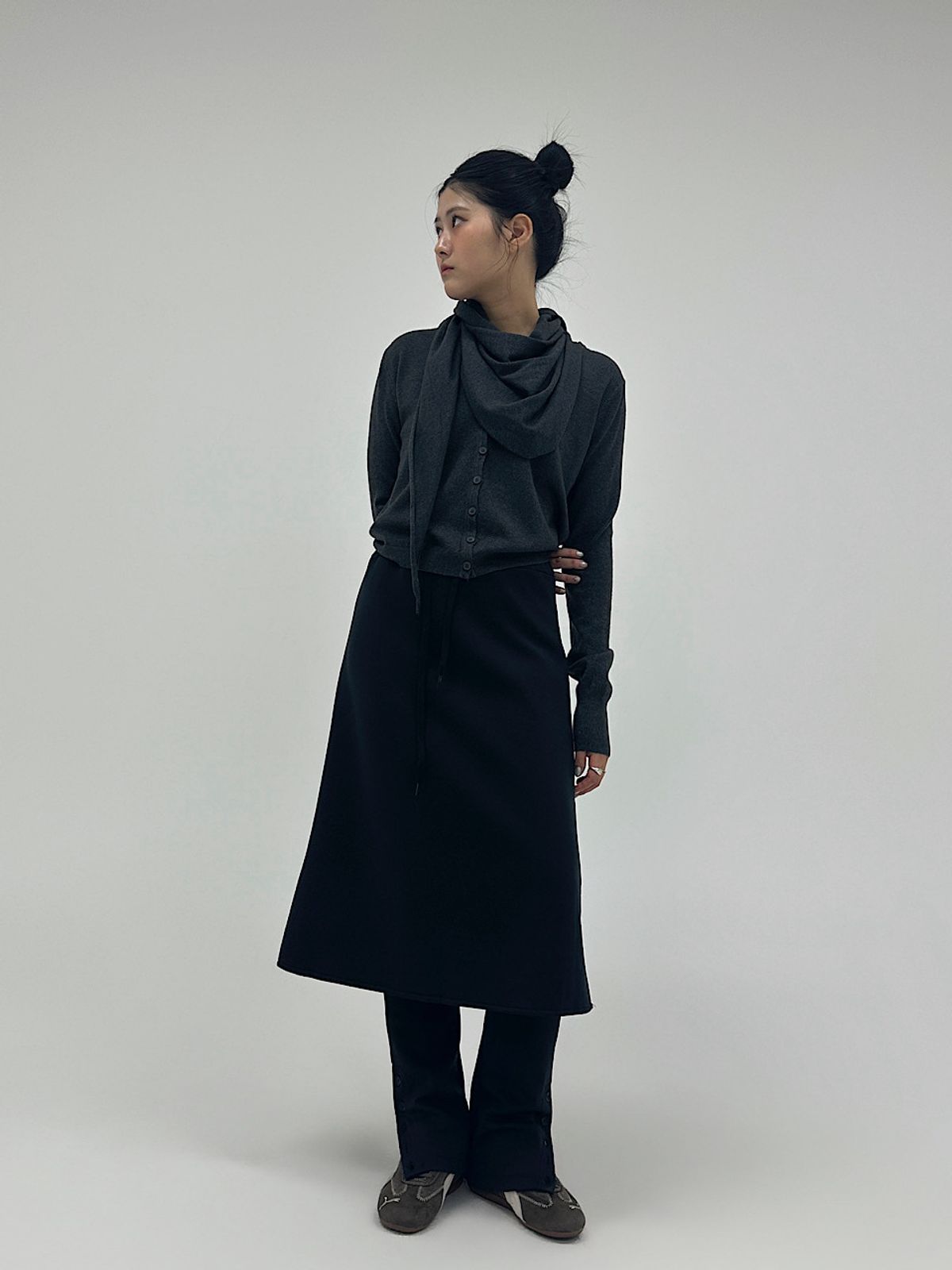 아포엠(APOEM) Button Skirt Pants (2C)
