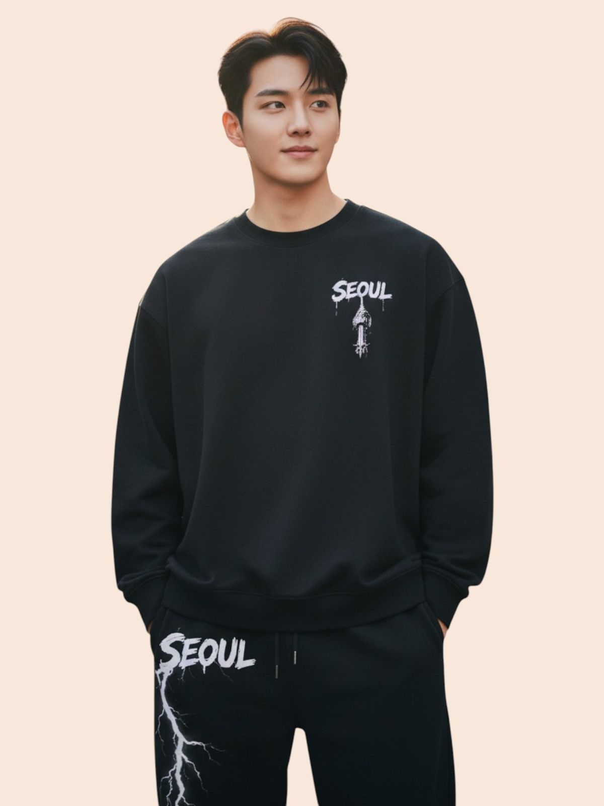 지블랙(ZBLACK) 글로벌 시티 씨리즈 기모  맨투맨 SEOUL