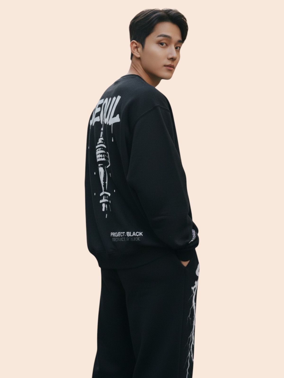 지블랙(ZBLACK) 글로벌 시티 씨리즈 기모  맨투맨 SEOUL