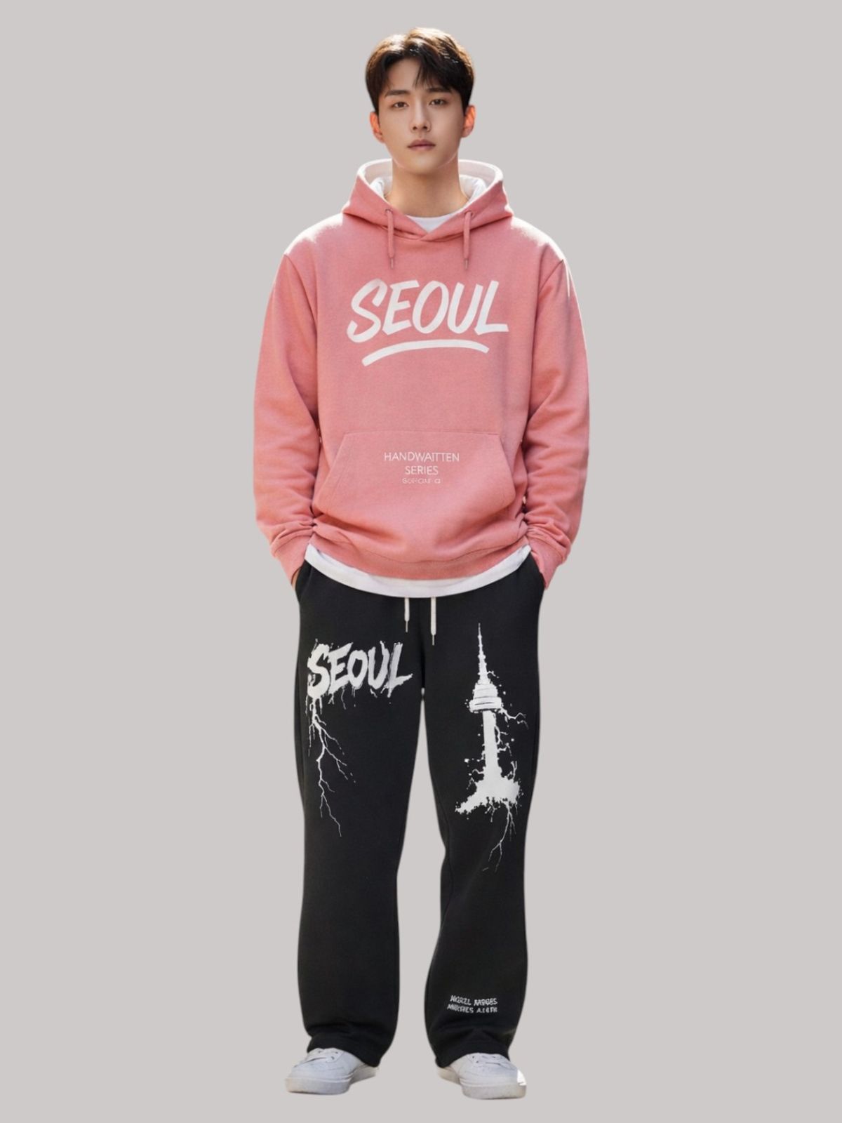 지블랙(ZBLACK) 글로벌 시티  오버핏 서울 후드 코랄