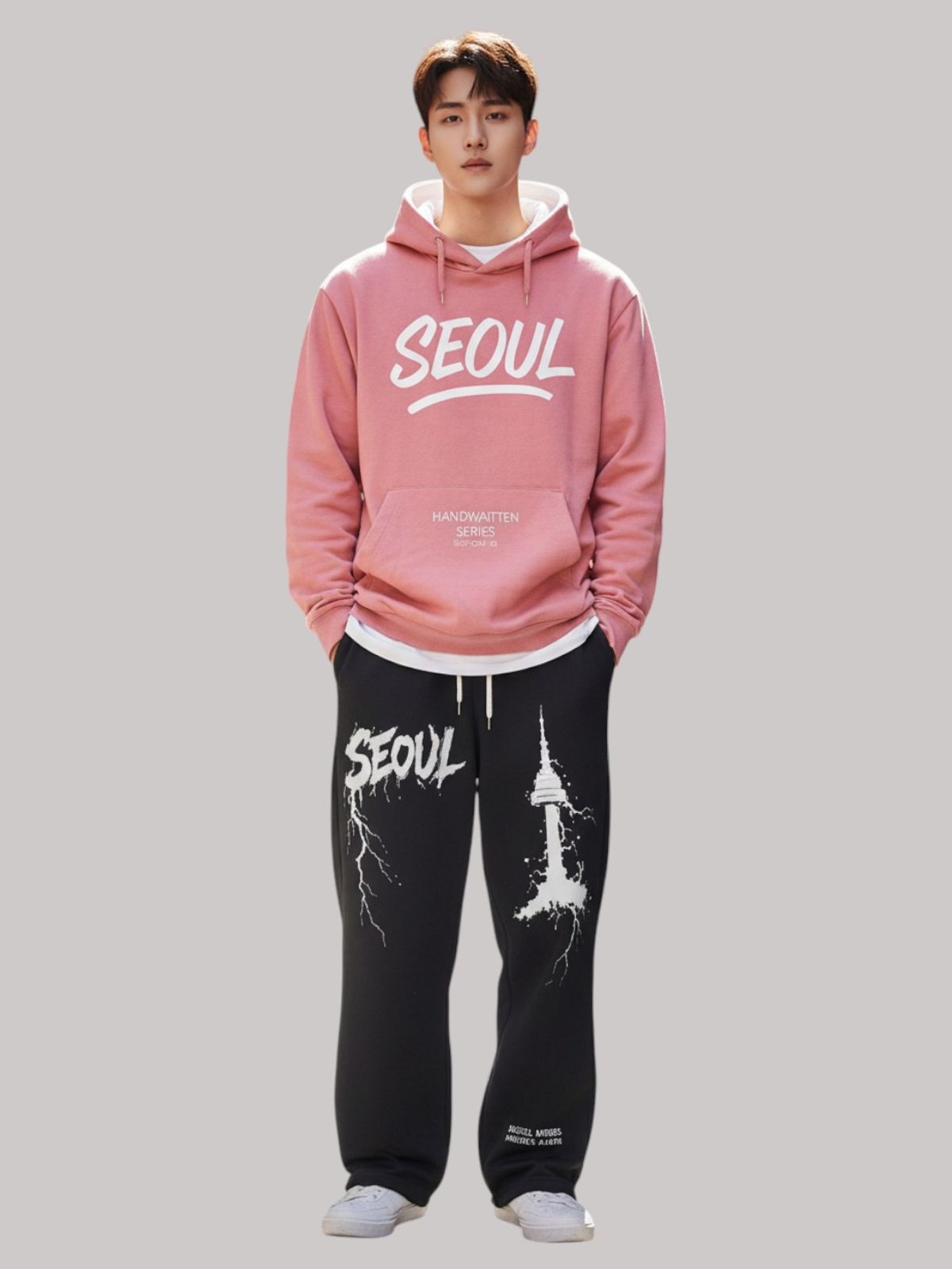지블랙(ZBLACK) 글로벌 시티  오버핏 서울 후드 코랄