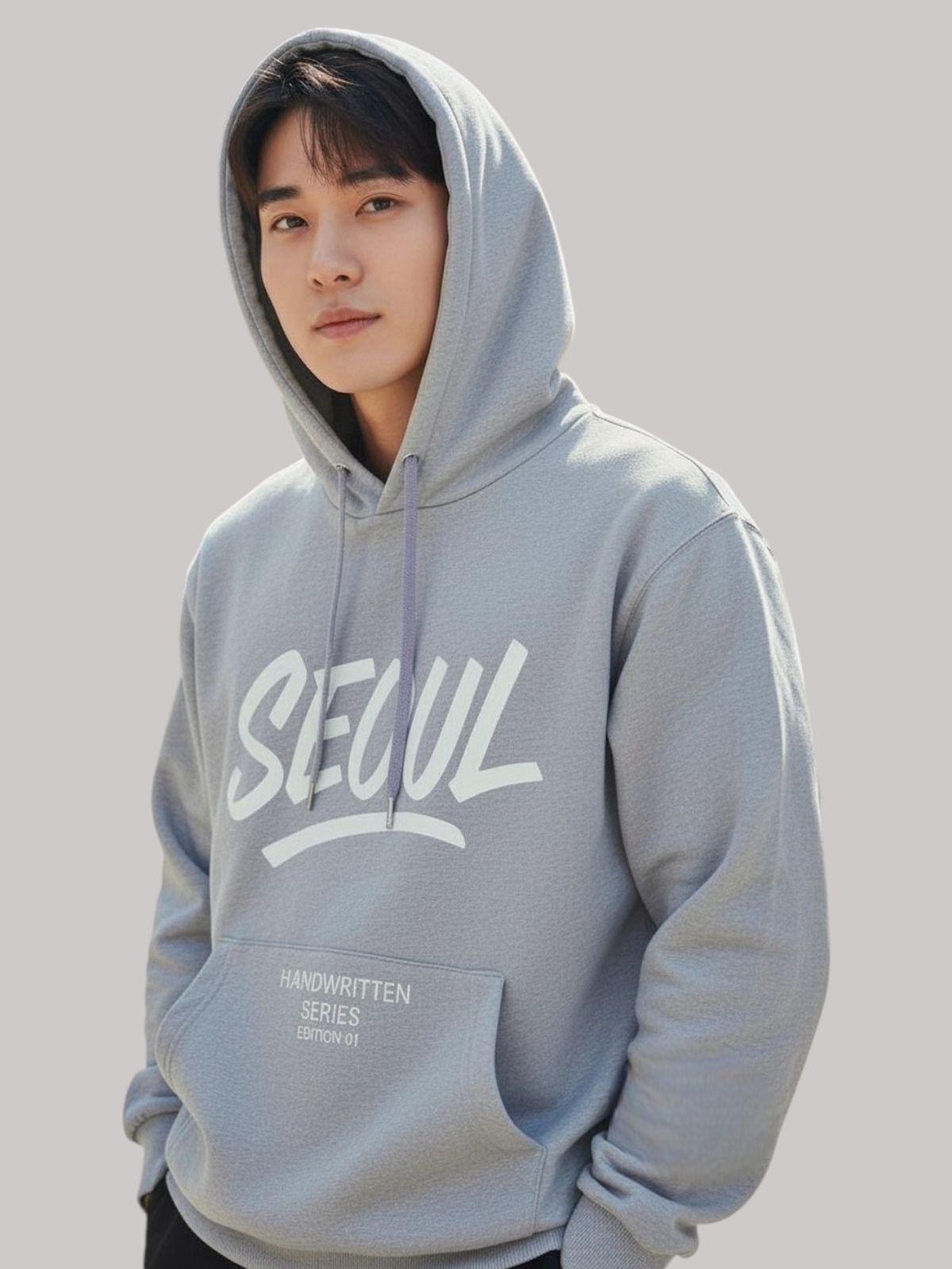지블랙(ZBLACK) 글로벌 시티  오버핏 서울 후드 멜란지 그래이