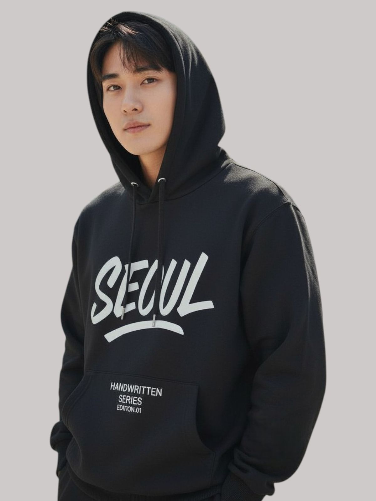 지블랙(ZBLACK) 글로벌 시티  오버핏  서울 후드 블랙