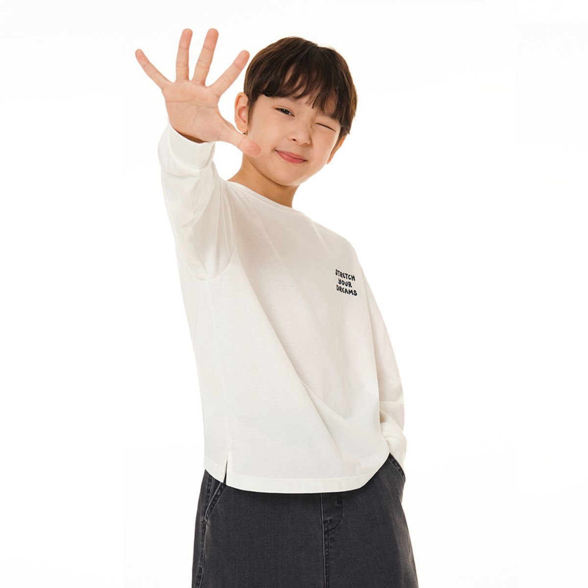 안다르 키즈(ANDAR KIDS) 키즈 에어리센셜 소매립 긴팔티