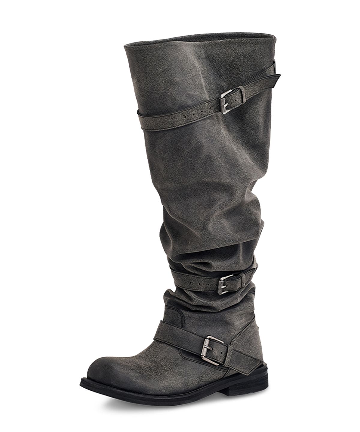 네거티브쓰리(NEGATIVE THREE) Knee-High Slouchy Long Boots_Dusty Grey