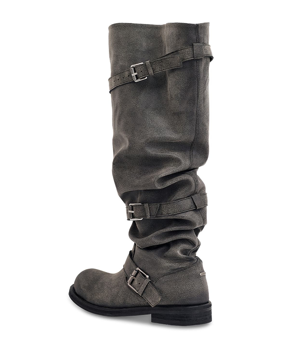 네거티브쓰리(NEGATIVE THREE) Knee-High Slouchy Long Boots_Dusty Grey