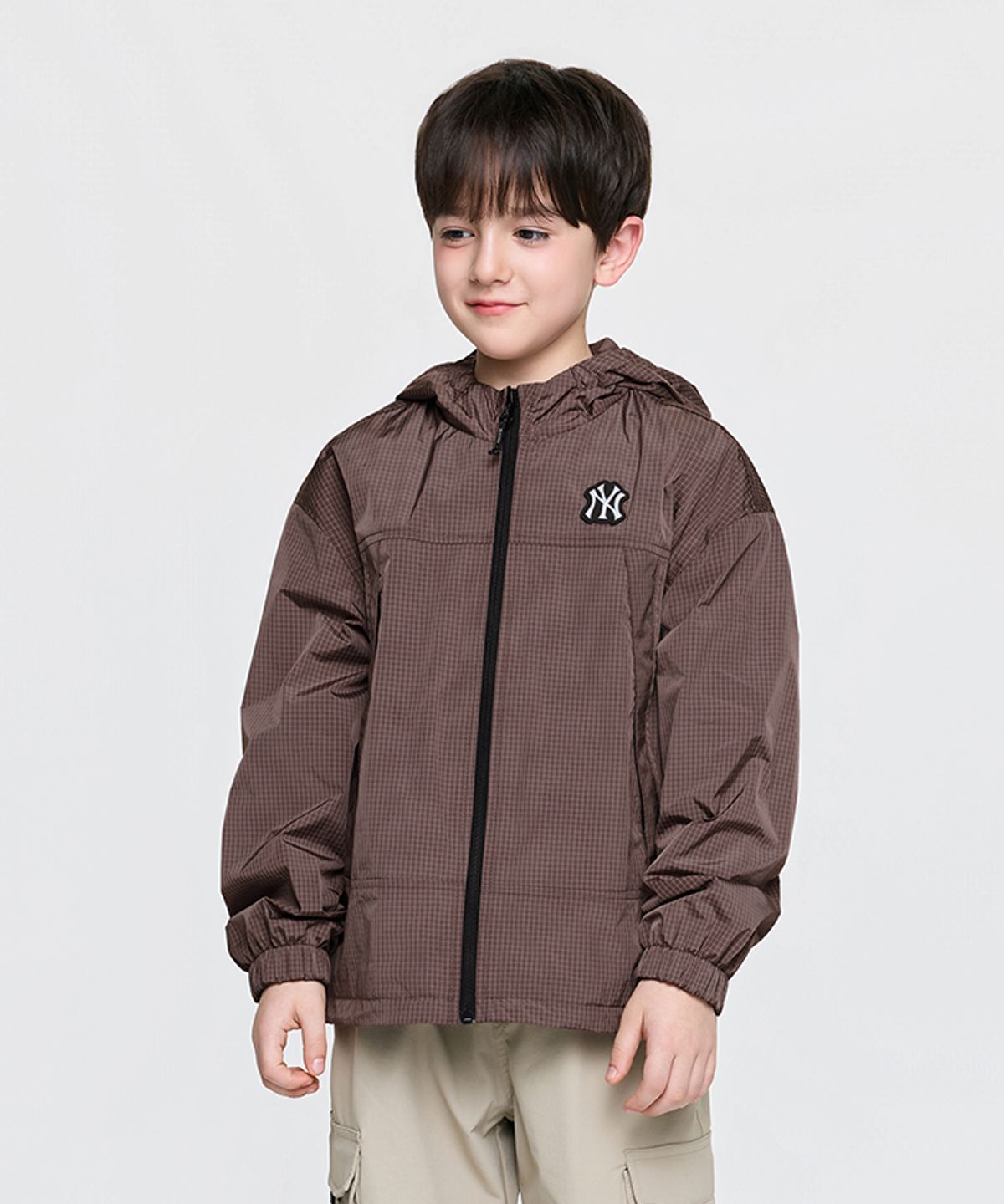 엠엘비 키즈(MLB KIDS) 스트릿 체크 립스탑 바람막이 NY (Brown)