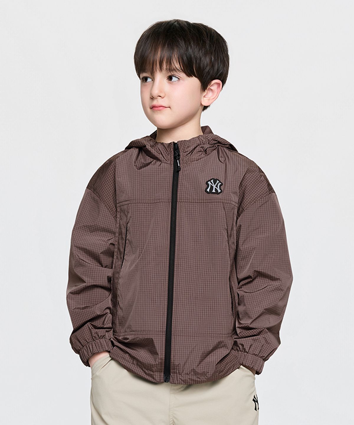 엠엘비 키즈(MLB KIDS) 스트릿 체크 립스탑 바람막이 NY (Brown)