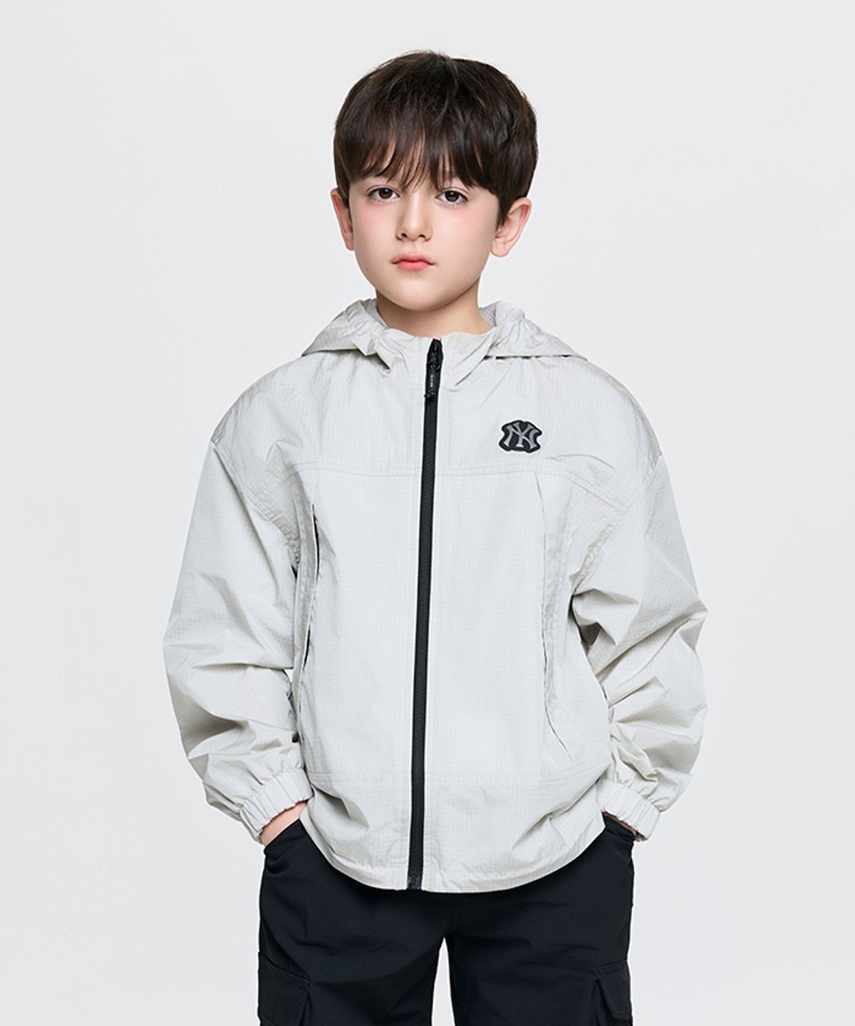 엠엘비 키즈(MLB KIDS) 스트릿 체크 립스탑 바람막이 NY (Mg.Cream)