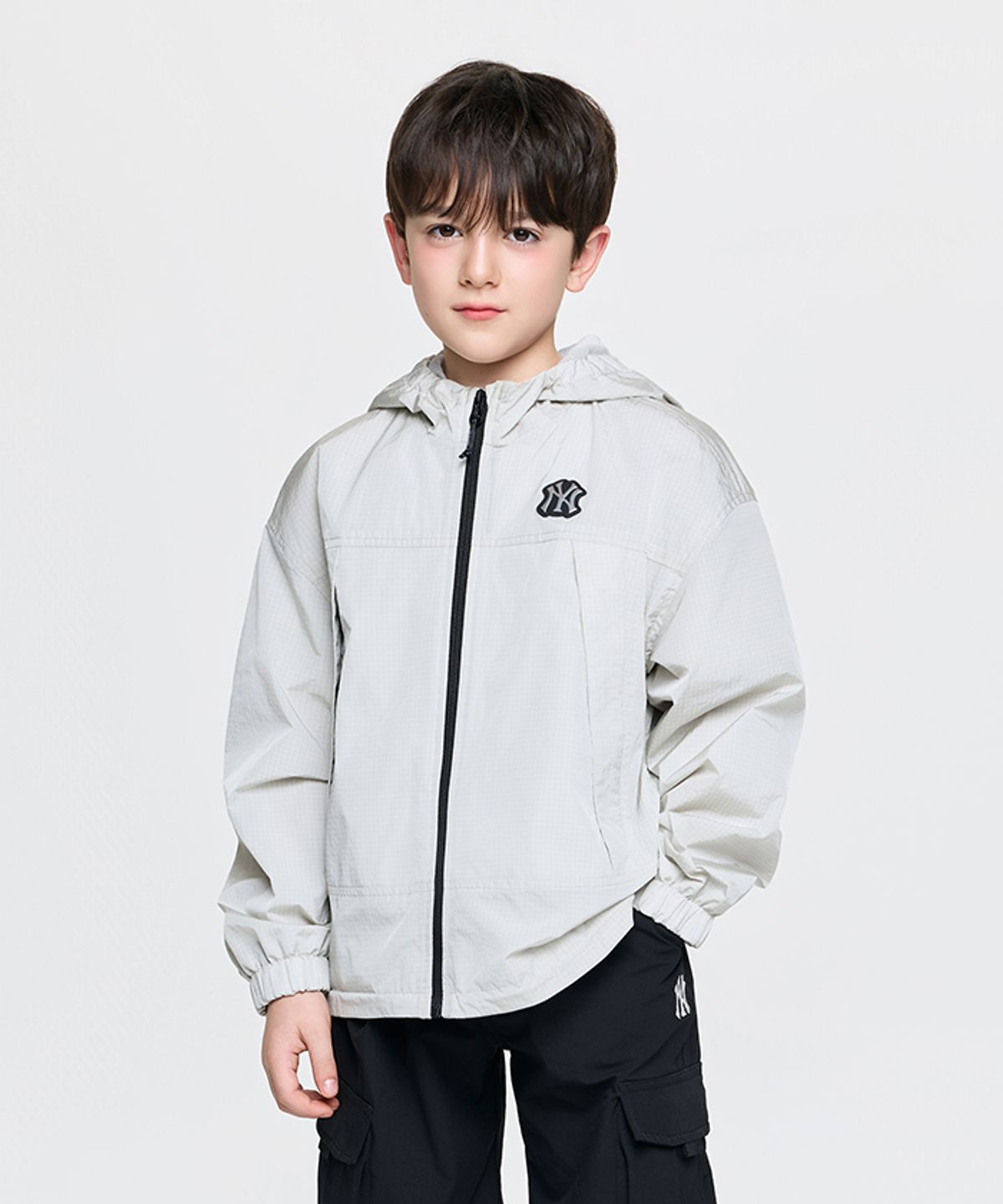 엠엘비 키즈(MLB KIDS) 스트릿 체크 립스탑 바람막이 NY (Mg.Cream)