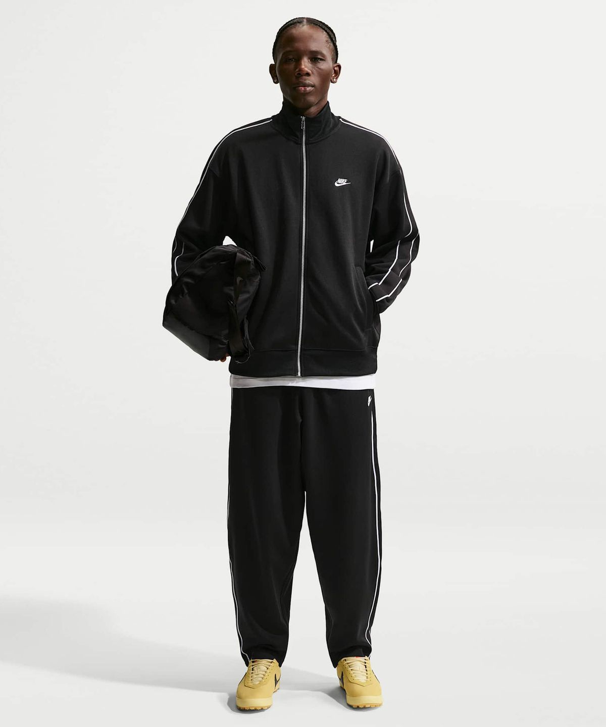나이키(NIKE) 스포츠웨어 클럽 오버사이즈 니트 트랙 재킷 M - 블랙:화이트:블랙:화이트 / HV1418-010