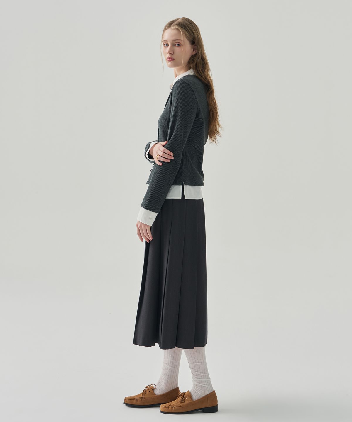 드로우핏 우먼(DRAWFIT WOMEN) 로아 스웨이드 레이스업 로퍼 [BEIGE]
